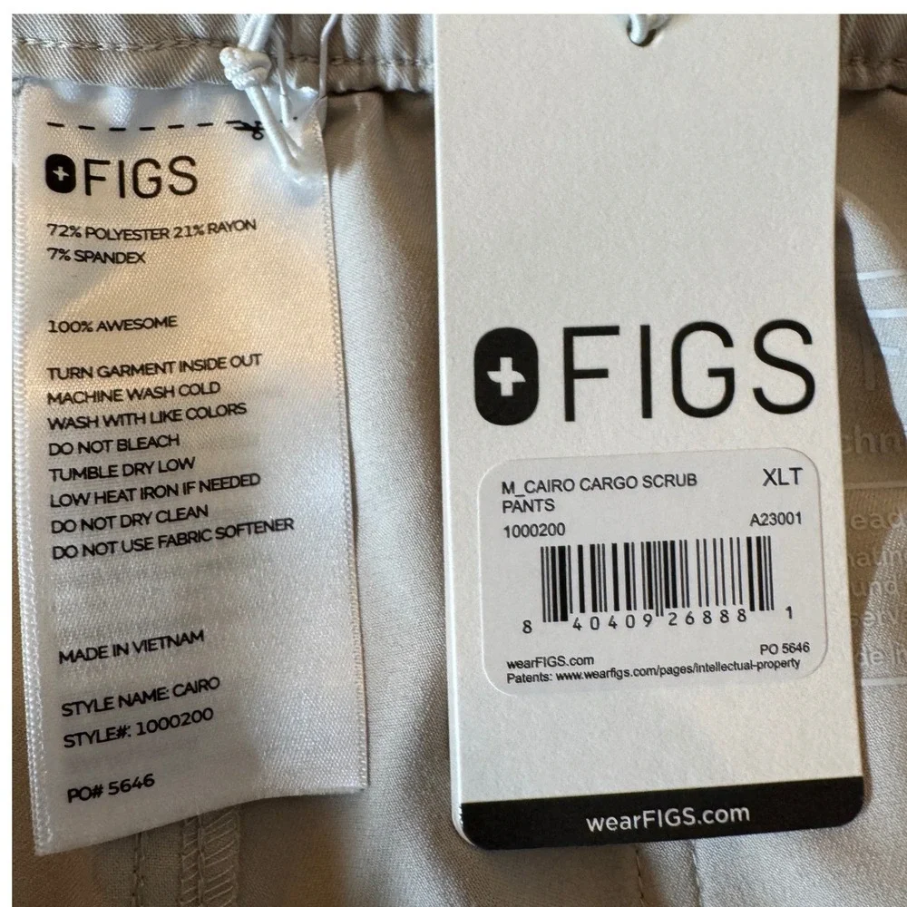 FIGS Mens Cairo Cargo Scrub Pants XLT Khaki Straight Medical Nursing Healthcare